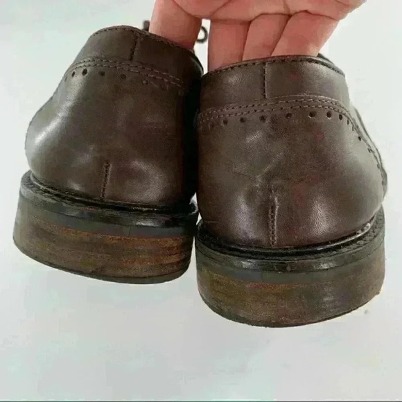 Alfani Paul mens Oxfords 10.5 chocolate Brown leather brogue wingtip cap toe - Picture 8 of 13